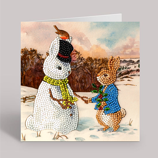 CCK-PRBT07: Peter and the Snow Bunny 18x18cm Crystal Art Card