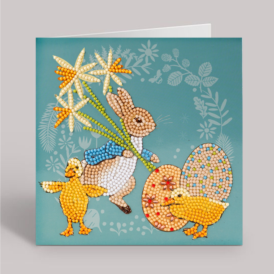 CCK-PRBT09: Peter & Spring Chicks 18x18cm Crystal Art Card