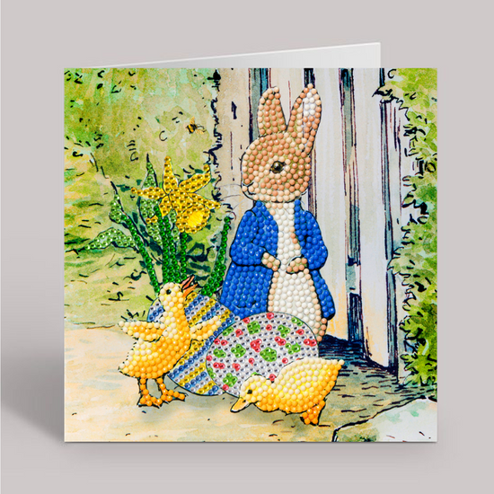 CCK-PRBT04: Peter Rabbit and Chicks 18x18cm Crystal Art Card