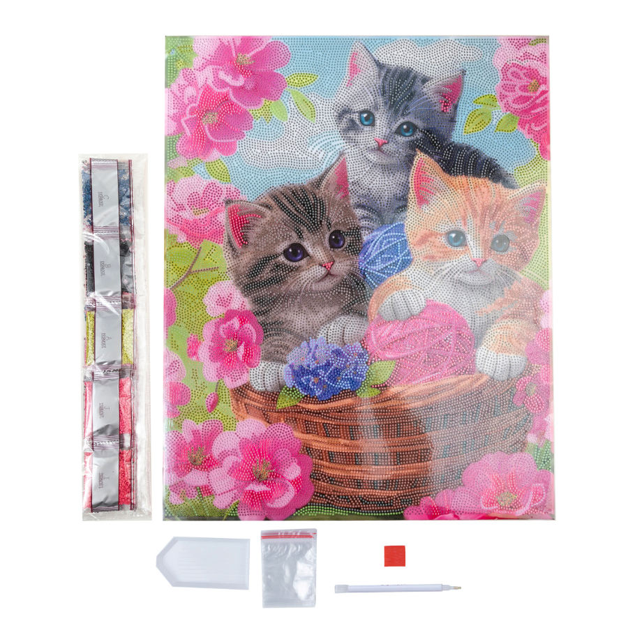Playful Cats Crystal Art Canvas Kit 40x50cm