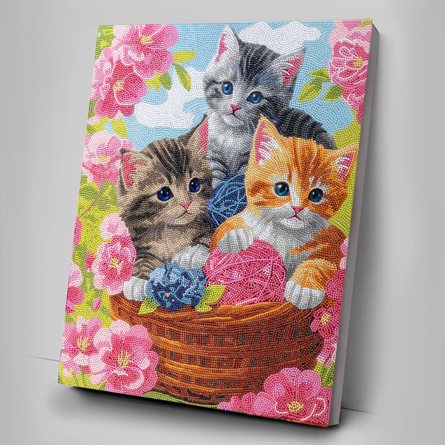 Playful Cats Crystal Art Canvas Kit 40x50cm