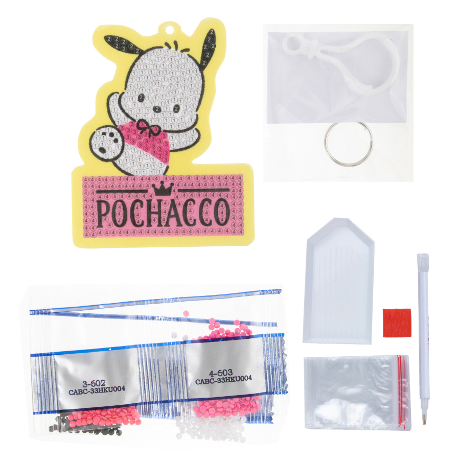 Pochacco Crystal Art Bag Charm Kit Hello Kitty