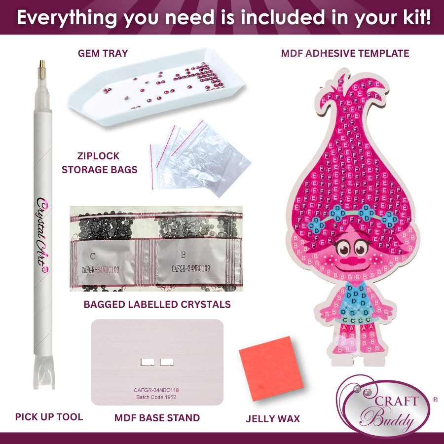 Poppy Crystal Art Buddies Kit Series 8 Trolls