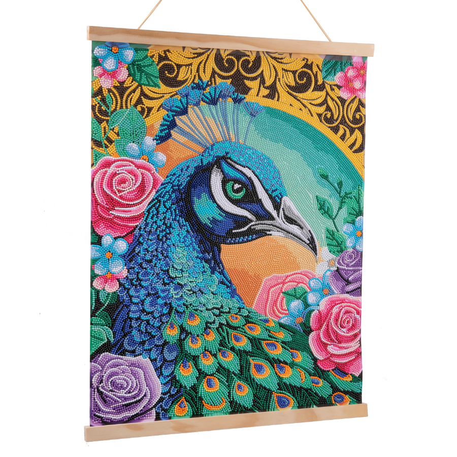 Proud Peacock Crystal Art Scroll Kit 35x45cm 4