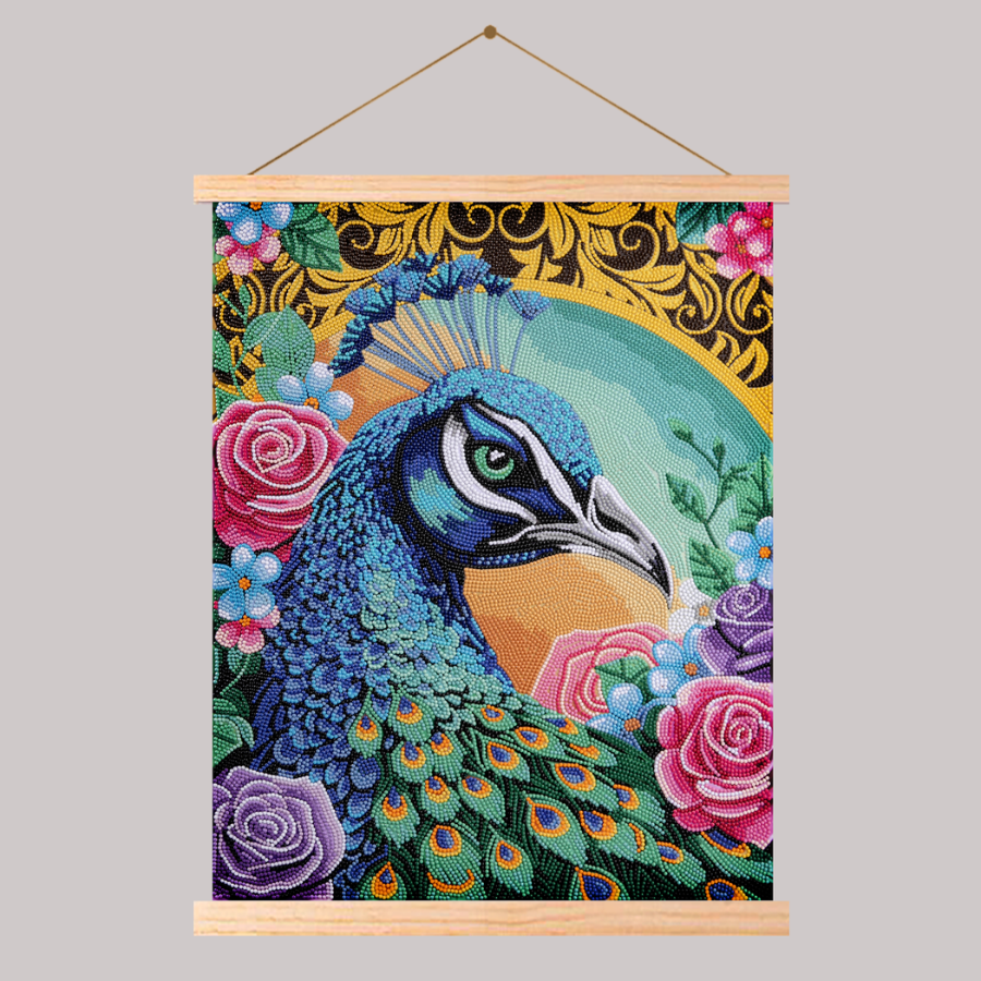 Proud Peacock Crystal Art Scroll Kit 35x45cm 7