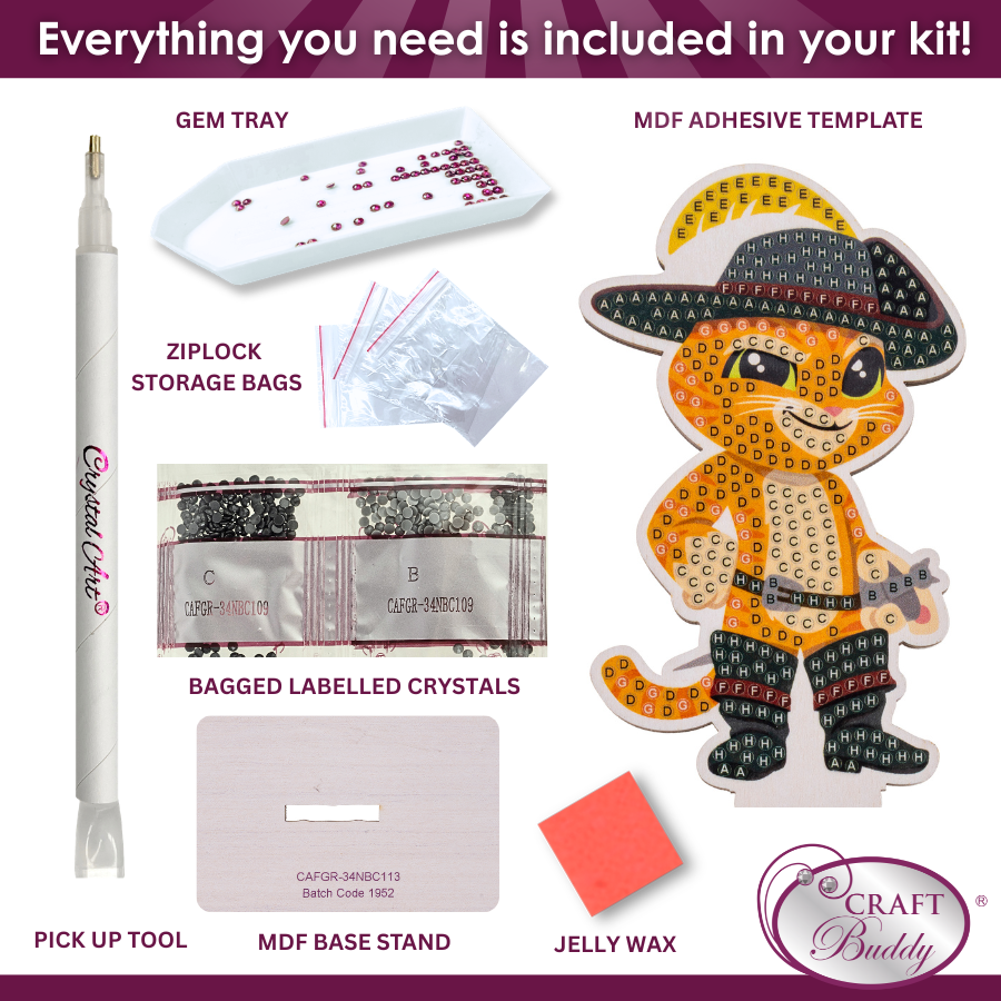 Puss In Boots Crystal Art Buddies Kit Series 8 Shrek