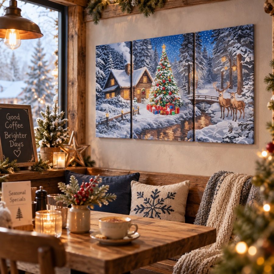 A Quiet Christmas Crystal Art Canvas Triptych Kit