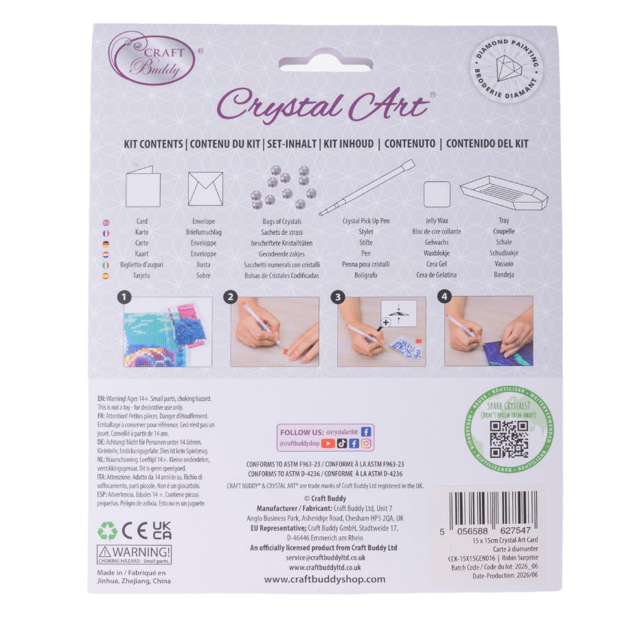 Robin Surprise Crystal Art Card Kit 15x15cm – Craft Buddy Trade