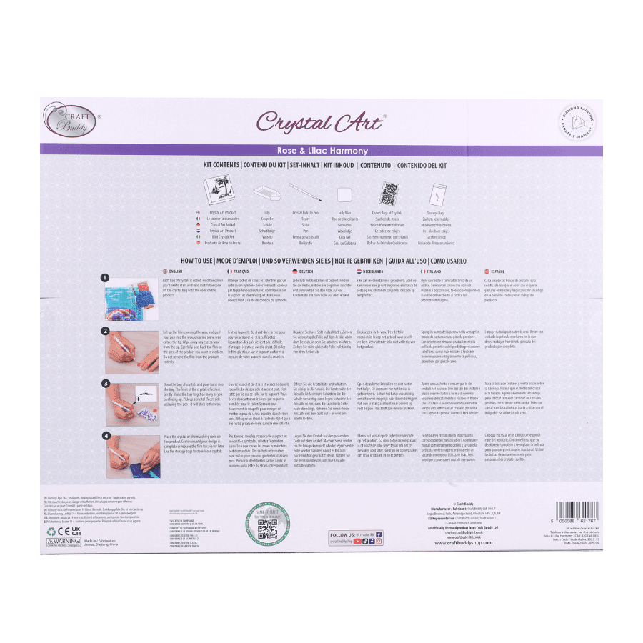 Rose & Lilac Harmony Crystal Art Framed Canvas Kit 50x40cm