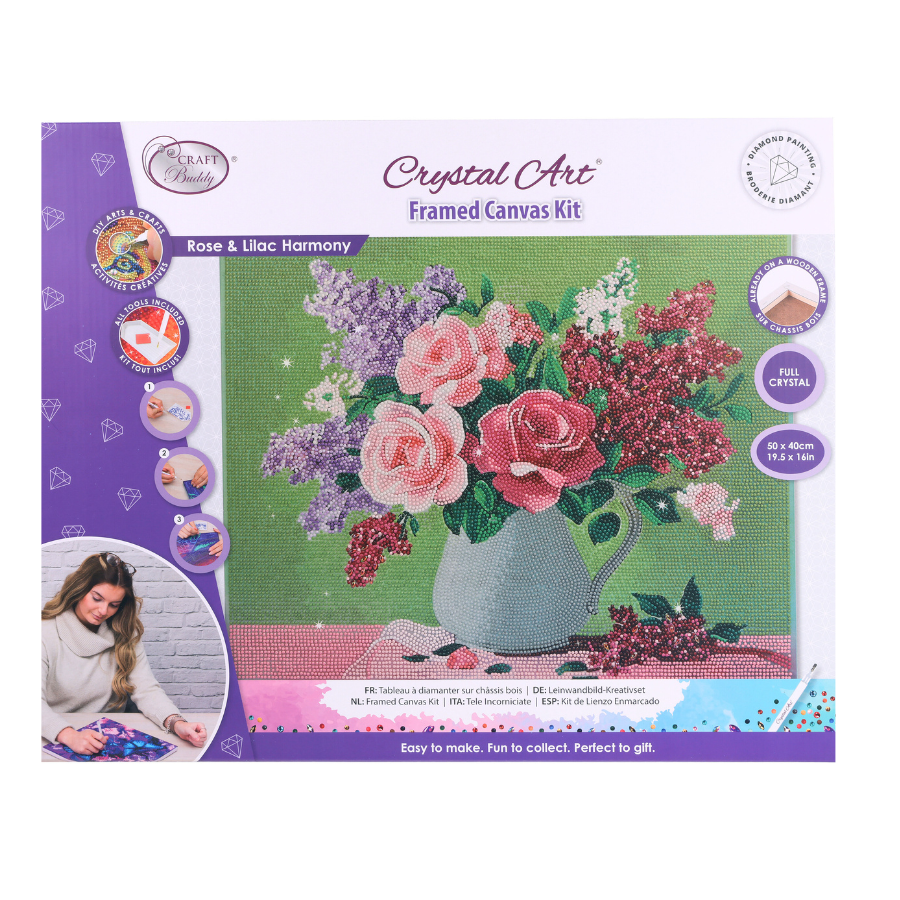 Rose & Lilac Harmony Crystal Art Framed Canvas Kit 50x40cm
