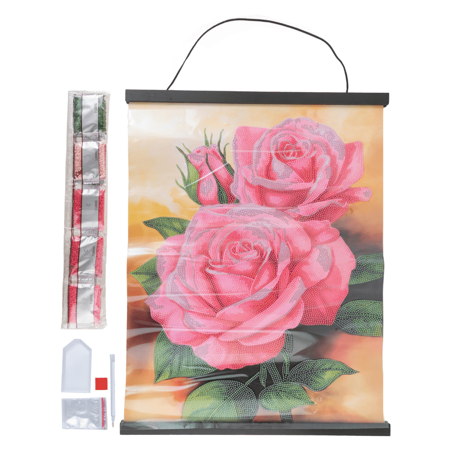 Roses Crystal Art Scroll Kit 40x50cm