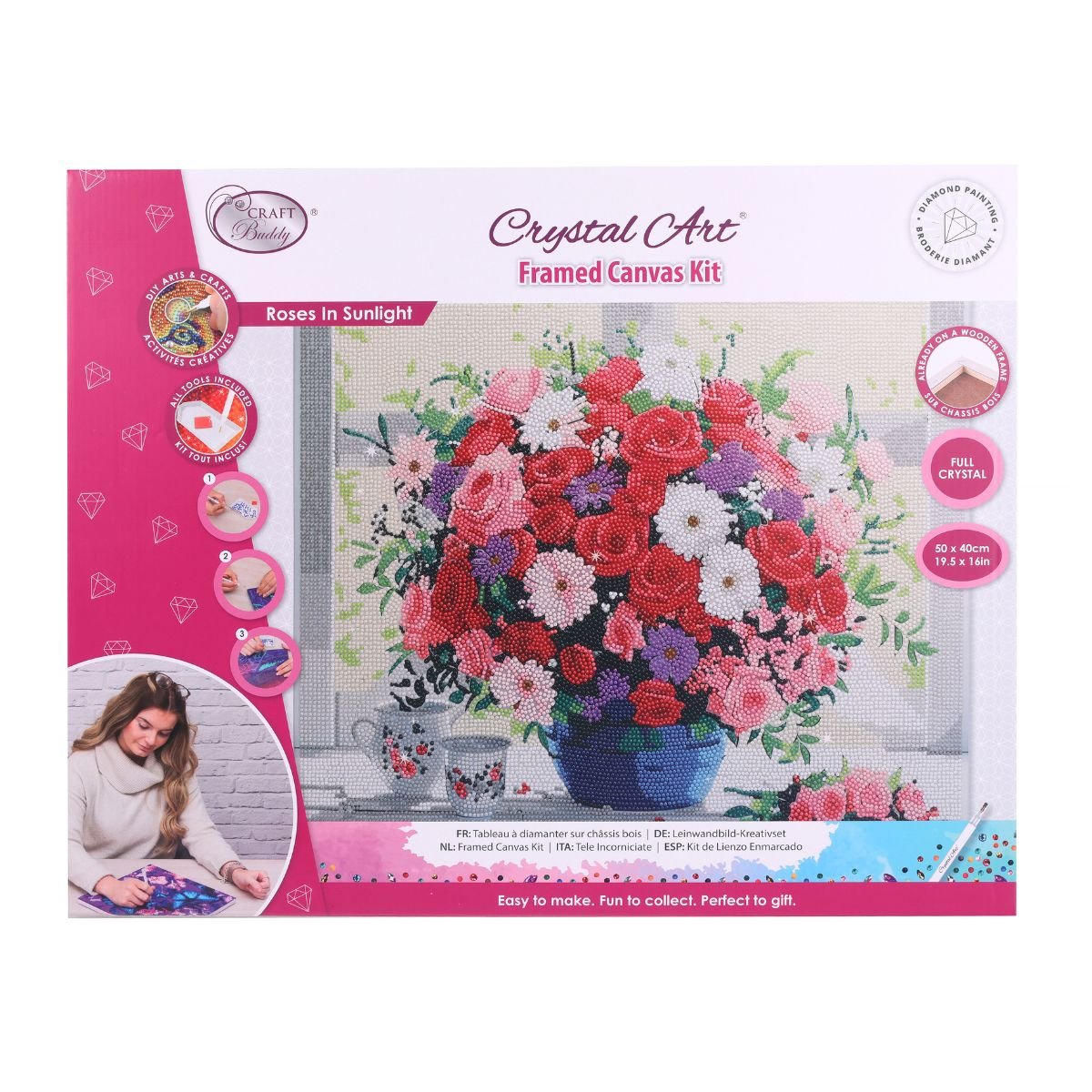 Roses in sunlight crystal art canvas 40x50 front packaging