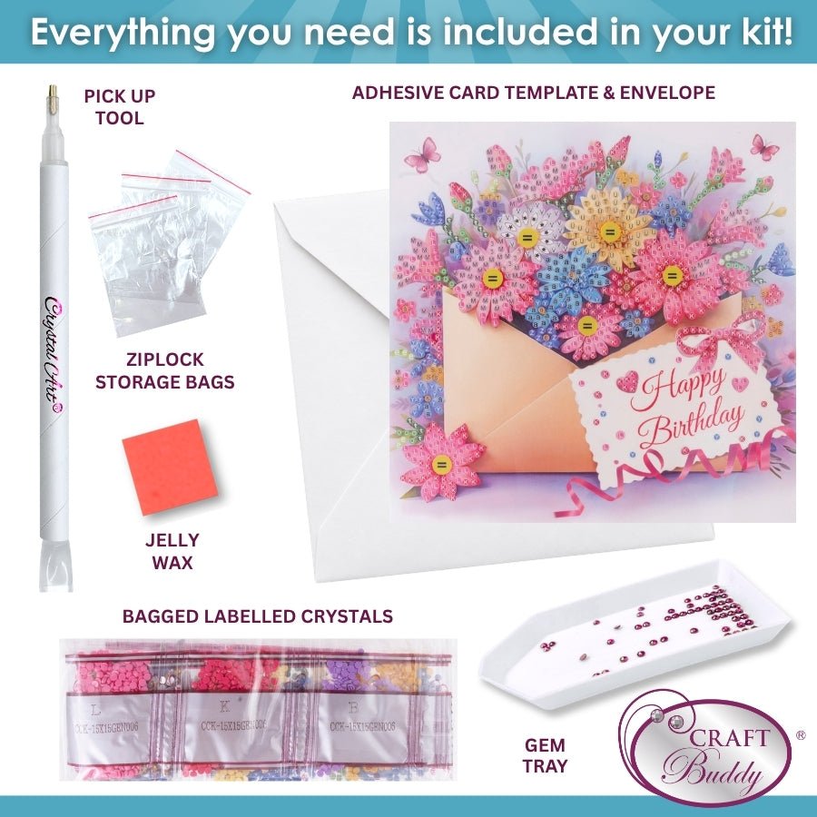 Sweet Blooms Crystal Art Card Kit 15x15cm