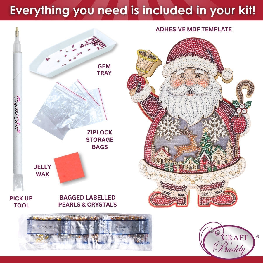 Santa Crystal Art 3D Buildable Scene Kit LED Light Up