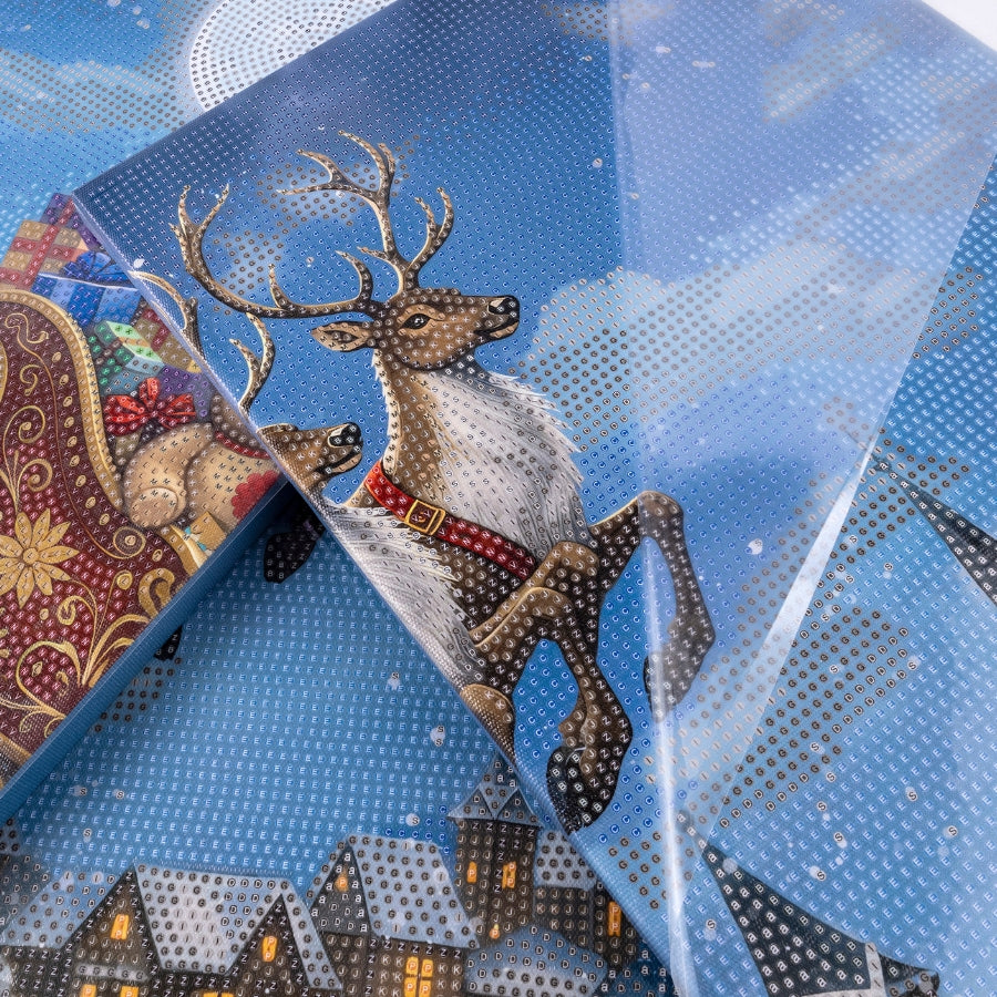 Santa's Flight Crystal Art Canvas Triptych Kit