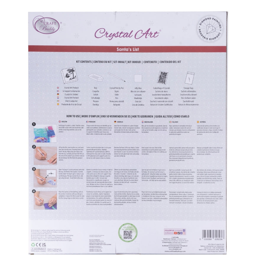 Santa's List Crystal Art Canvas Kit 40x50cm
