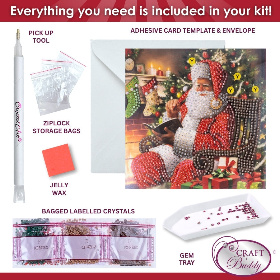 Santa's List Crystal Art Card Kit 15x15cm