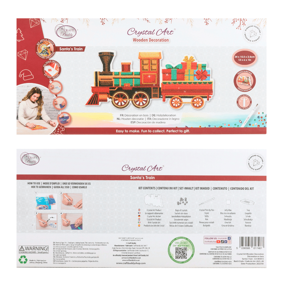 Santa's Train Crystal Art Wooden Decoration Kit