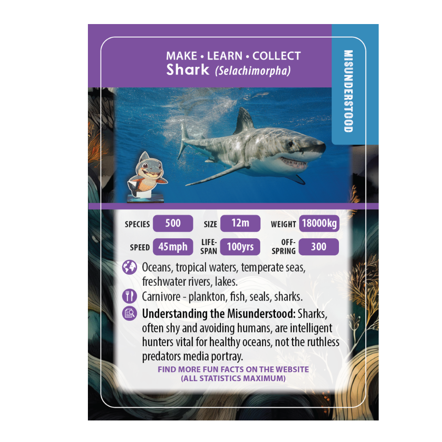 Shark Crystal Art Wildlife Buddies educard front