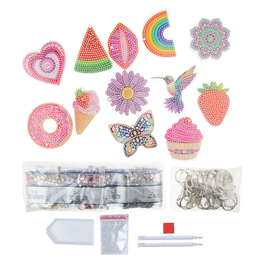 Shimmer Collection Crystal Art Keyring Kit - Set of 12