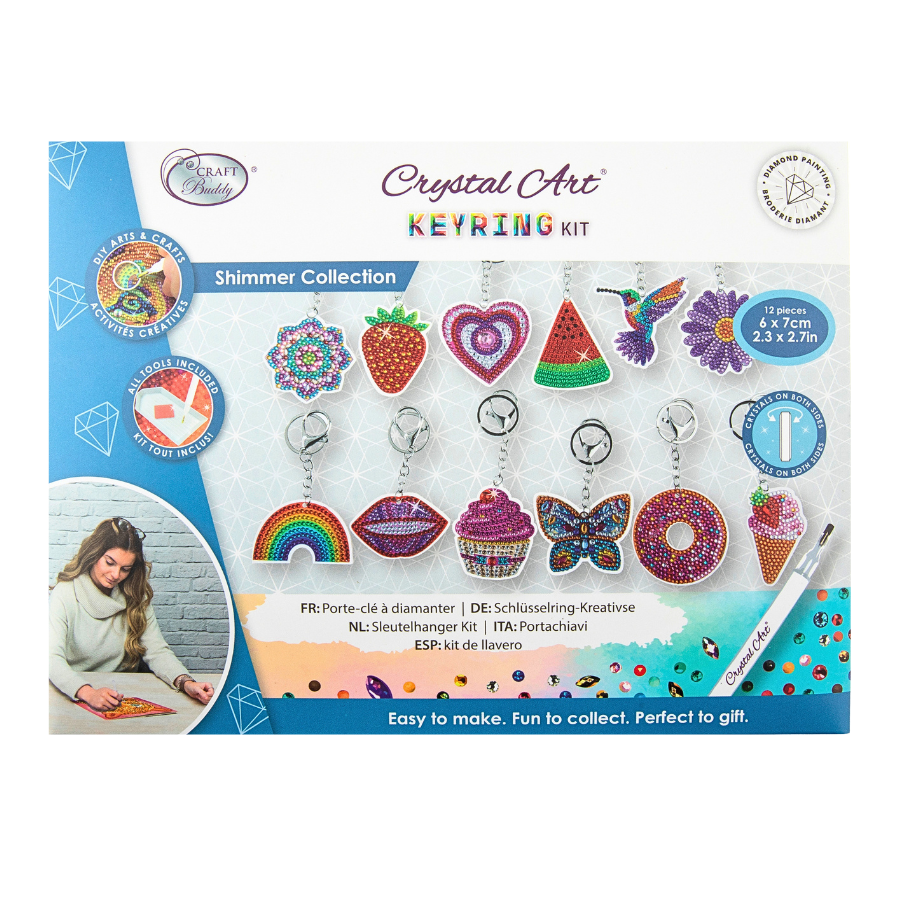 Shimmer Collection Crystal Art Keyring Kit - Set of 12