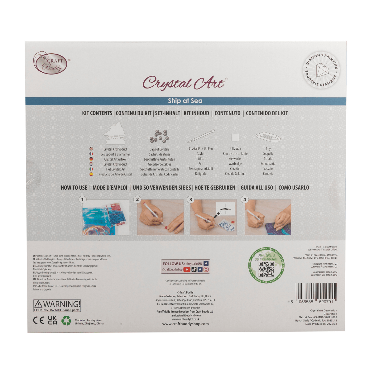 Ship Crystal Art Wooden Decoration back packaging