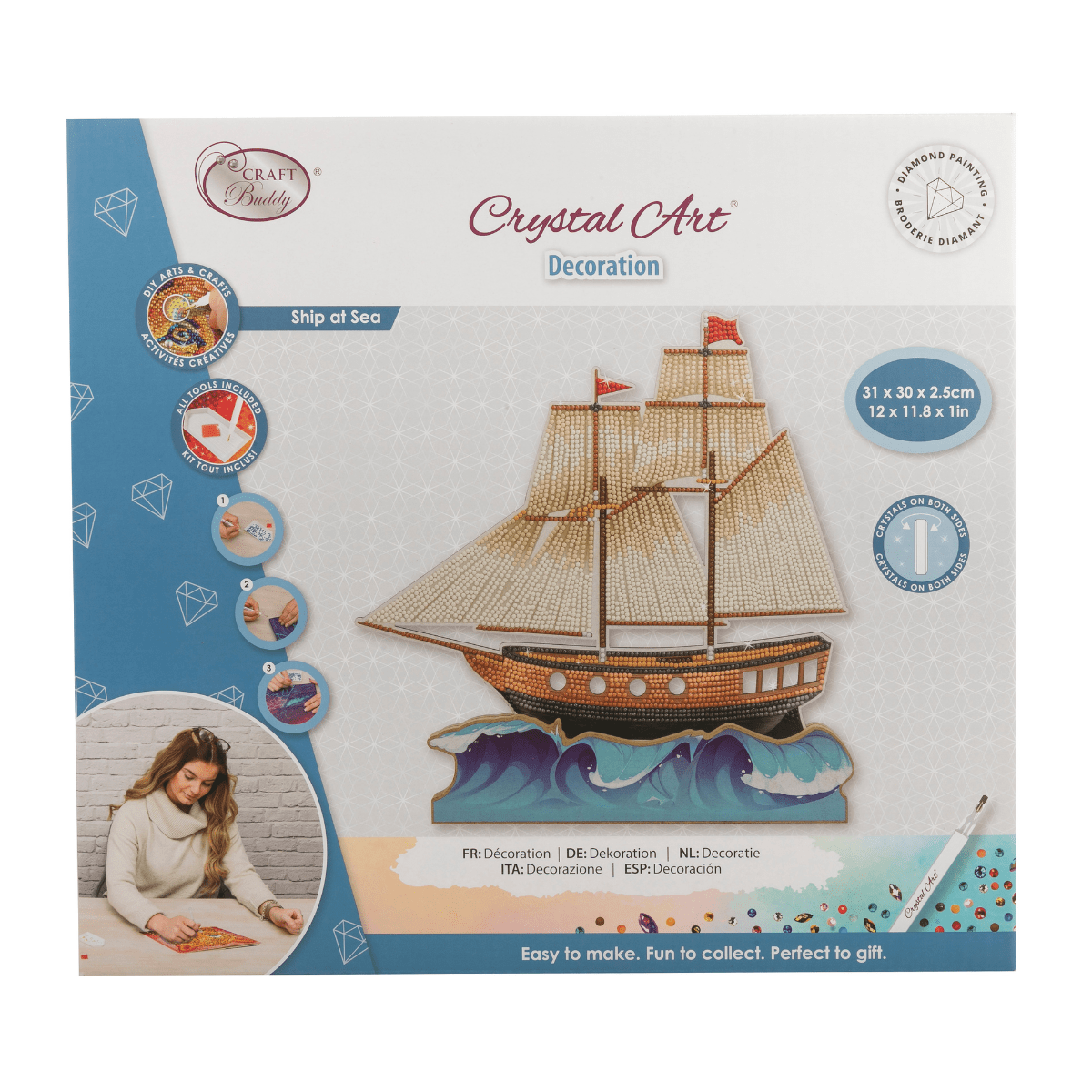 Ship Crystal Art Wooden Decoration front packaging