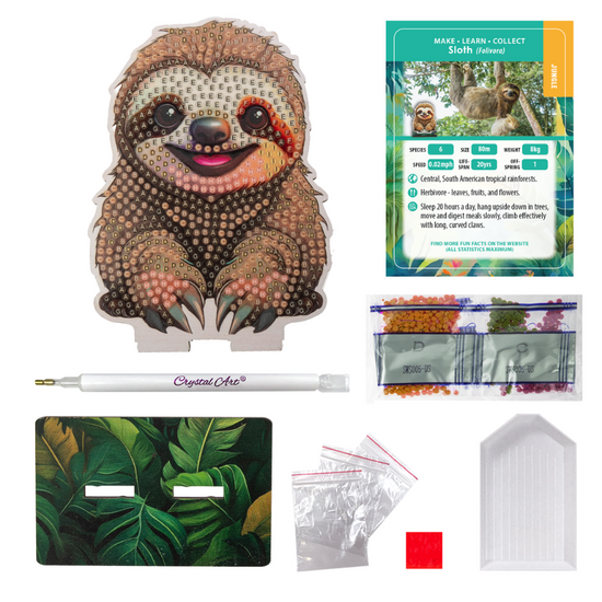 Sloth Crystal Art Wildlife Buddies contents