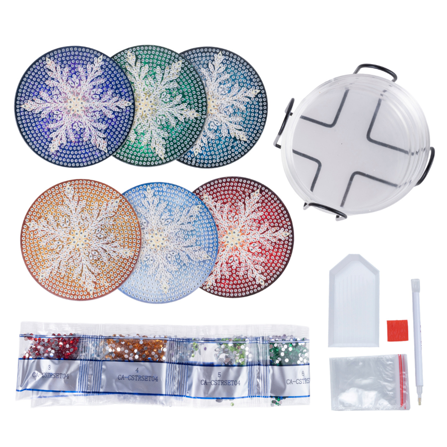 Snowflakes Christmas Crystal Art Coasters Kit