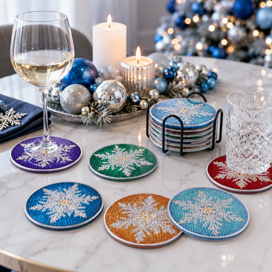 Snowflakes Christmas Crystal Art Coasters Kit
