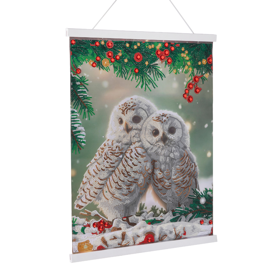 Snowy Owls Sanctuary Crystal Art Scroll-Kit 40x50cm 4