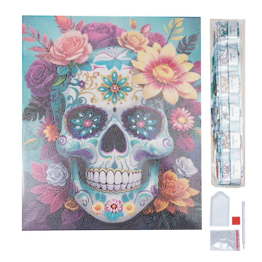Sparkling Skull Crystal Art Canvas Kit 40x50cm