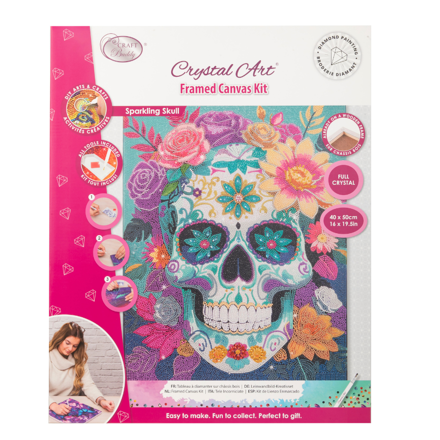 Sparkling Skull Crystal Art Canvas Kit 40x50cm