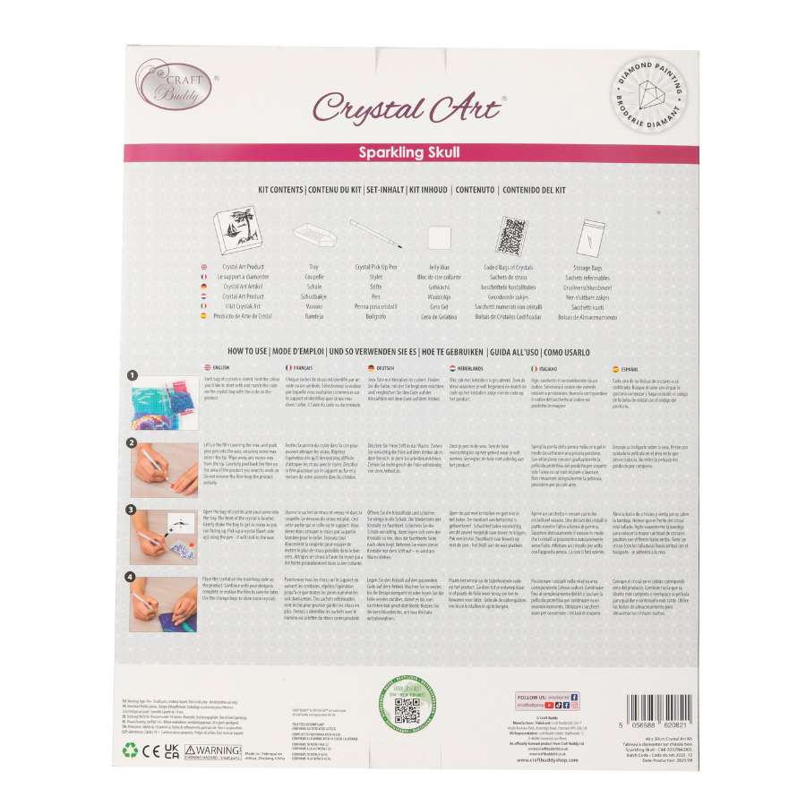 Sparkling Skull Crystal Art Canvas Kit 40x50cm