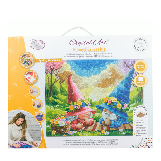 Spring Gnomes Crystal Art Canvas Kit 35x45 pack