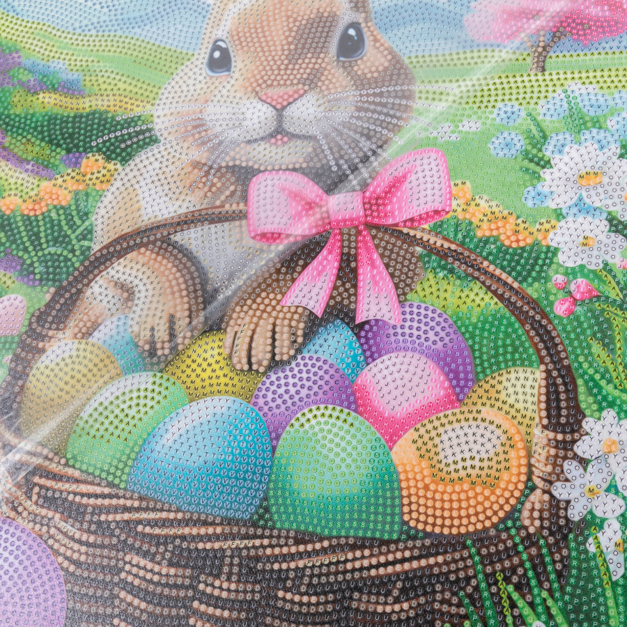 Spring Rabbit Crystal Art Canvas Kit 35x45 closeup2