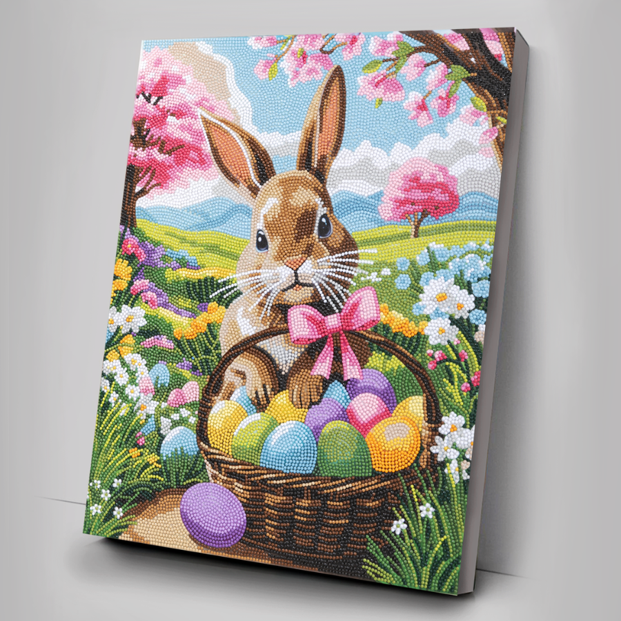 Spring Rabbit Crystal Art Canvas Kit 35x45 grey