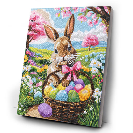 Spring Rabbit Crystal Art Canvas Kit 35x45 white