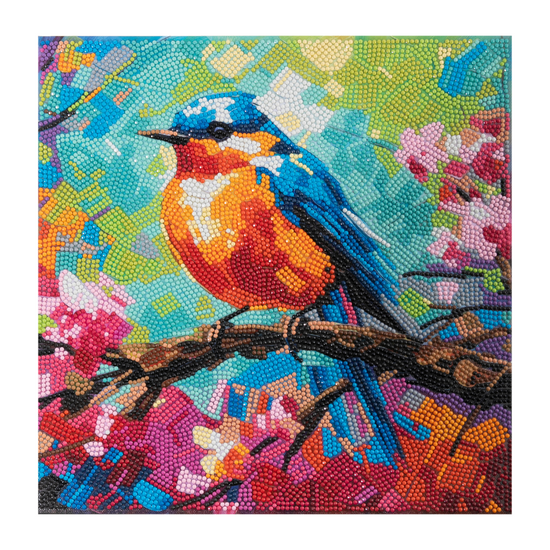 Spring Robin Crystal Art Canvas Kit 30x30 4