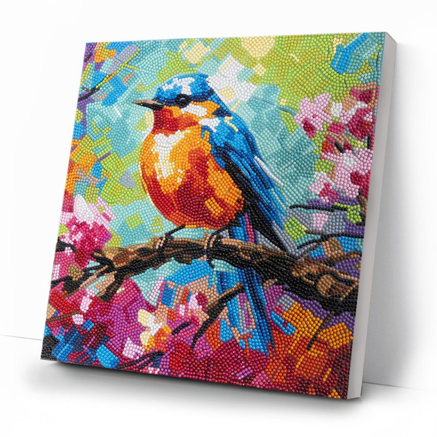 Spring Robin Crystal Art Canvas Kit 30x30 5