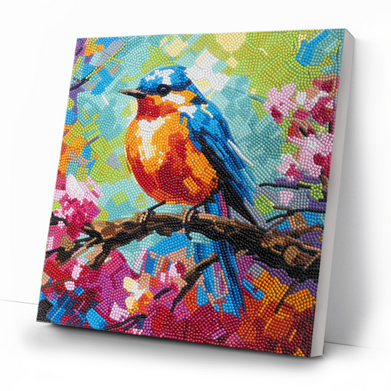 Spring Robin Crystal Art Canvas Kit 30x30 5