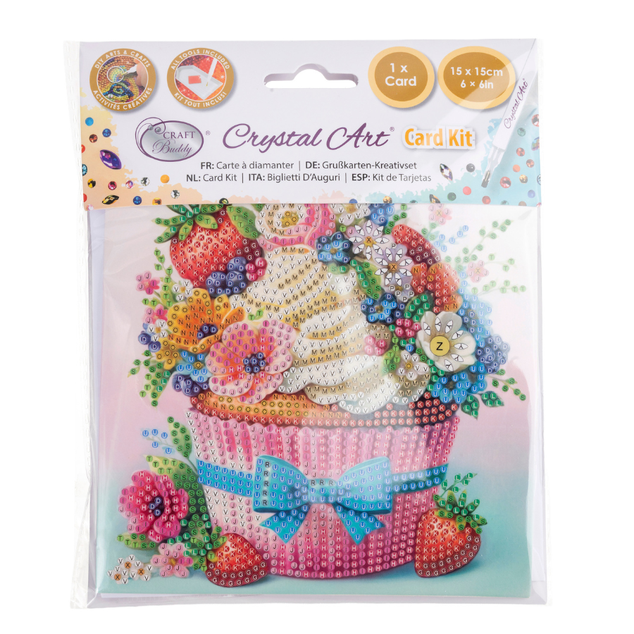 Strawberry Cupcake Crystal Art Card Kit 15x15 2