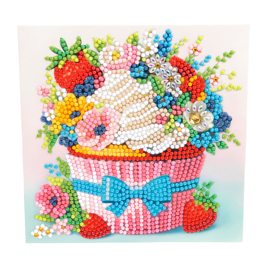 Strawberry Cupcake Crystal Art Card Kit 15x15 4