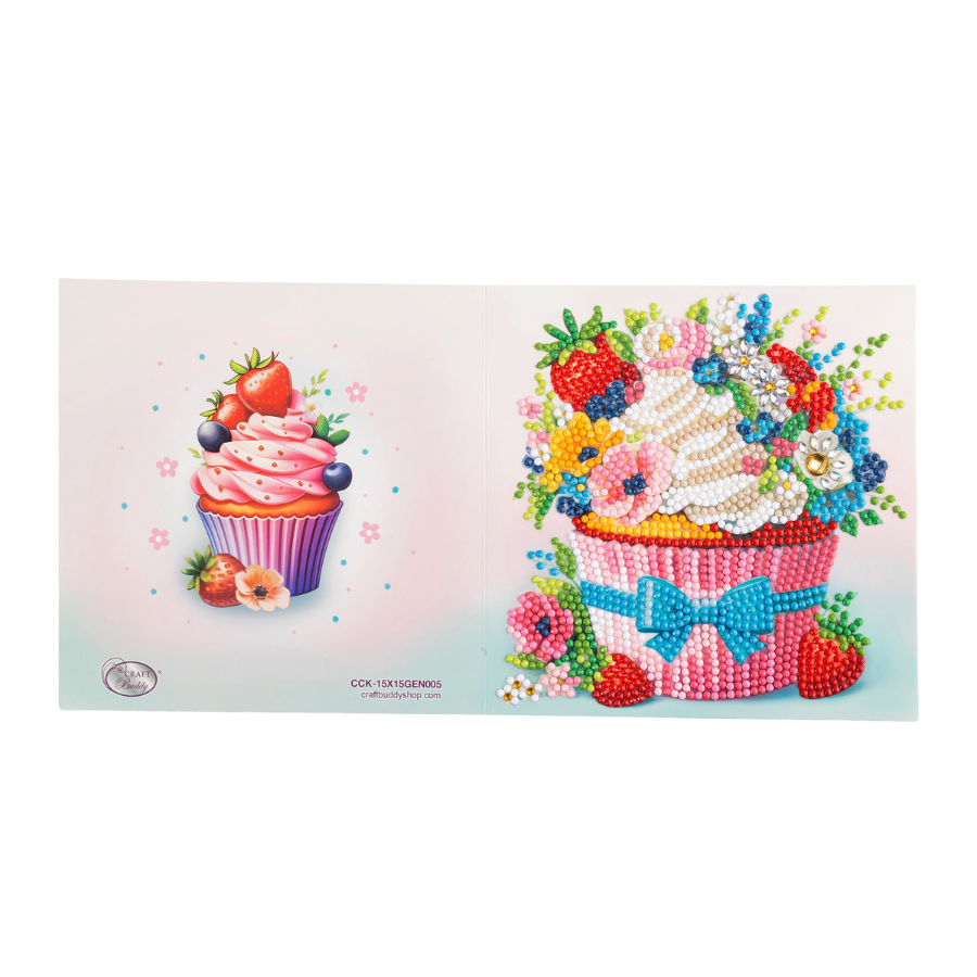 Strawberry Cupcake Crystal Art Card Kit 15x15 5