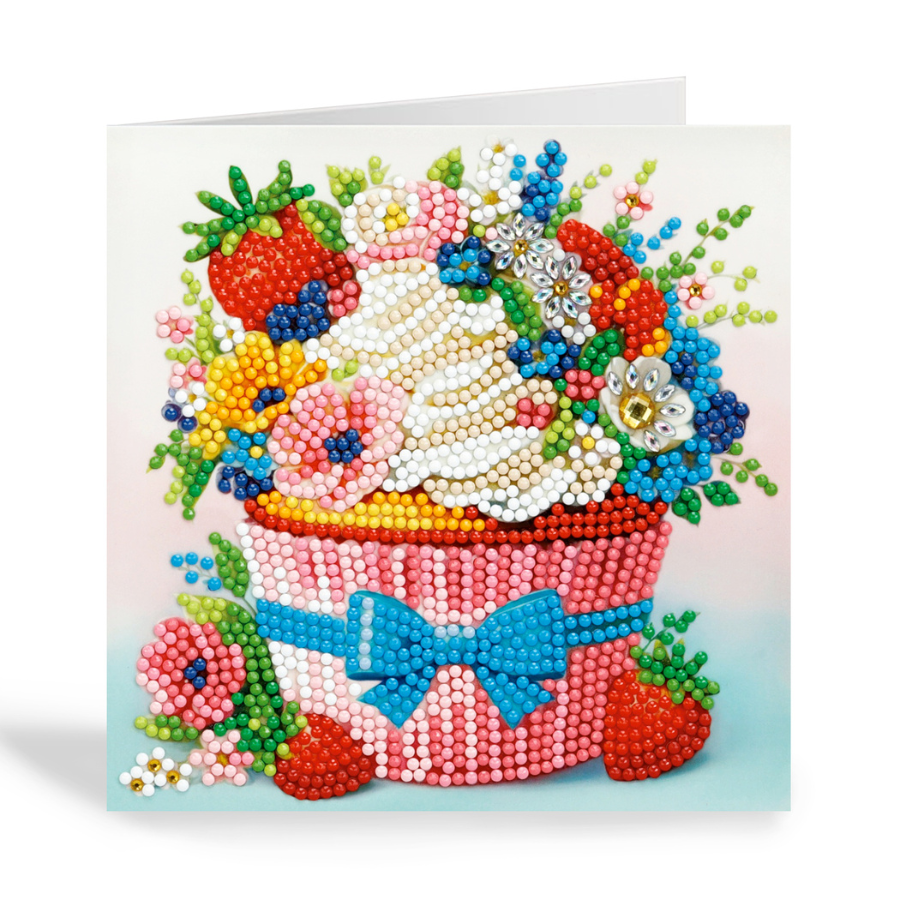 Strawberry Cupcake Crystal Art Card Kit 15x15 8