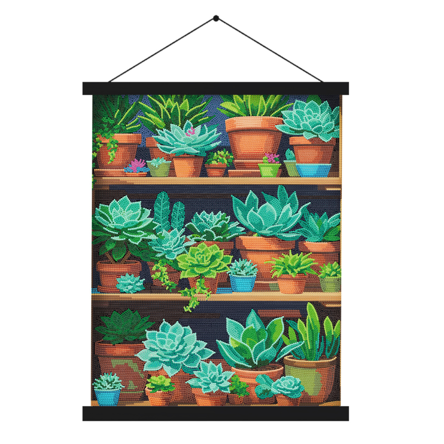 Succulents Crystal Art Scroll Kit 40x50cm
