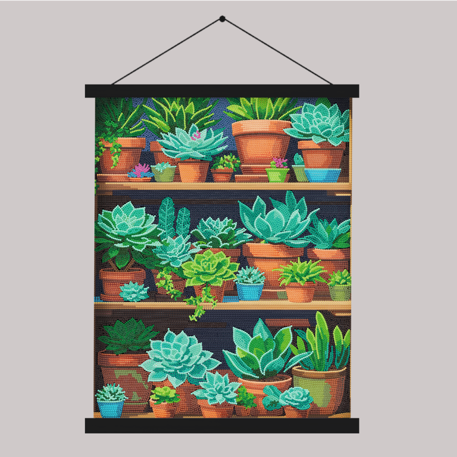 Succulents Crystal Art Scroll Kit 40x50cm