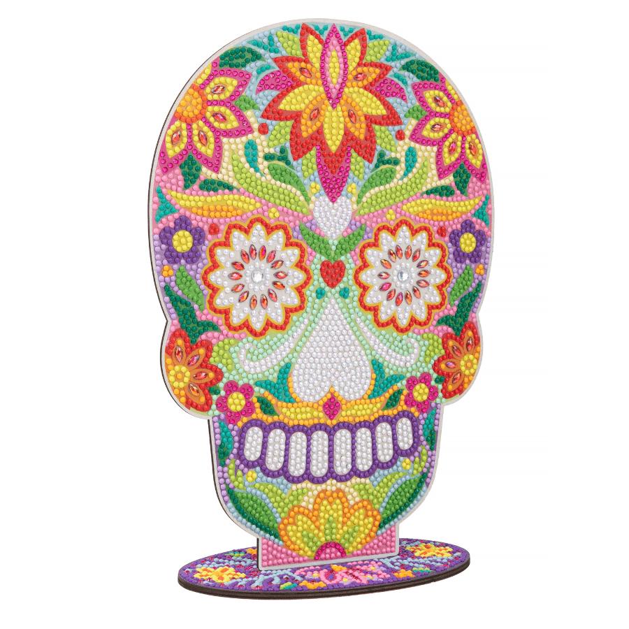Sugar Skull Crystal Art Wooden Decoration 4
