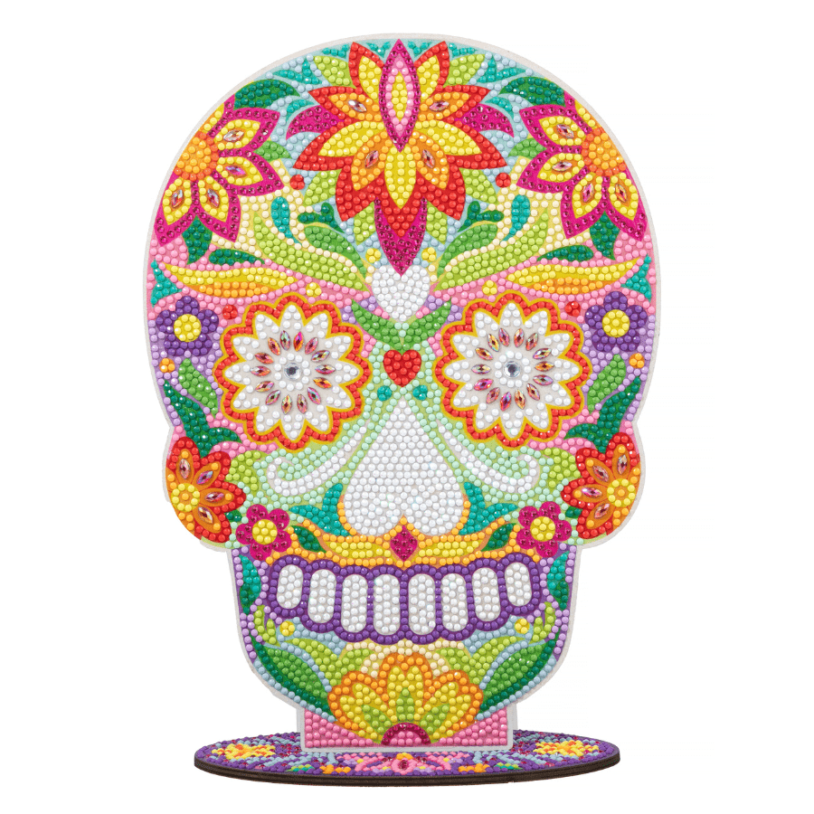 Sugar Skull Crystal Art Wooden Decoration 5