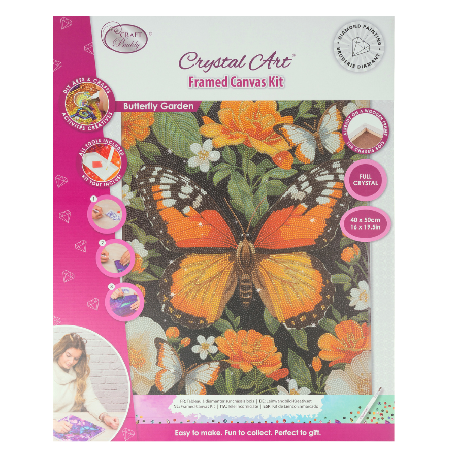 Butterfly Garden Crystal Art Canvas Kit 40x50cm